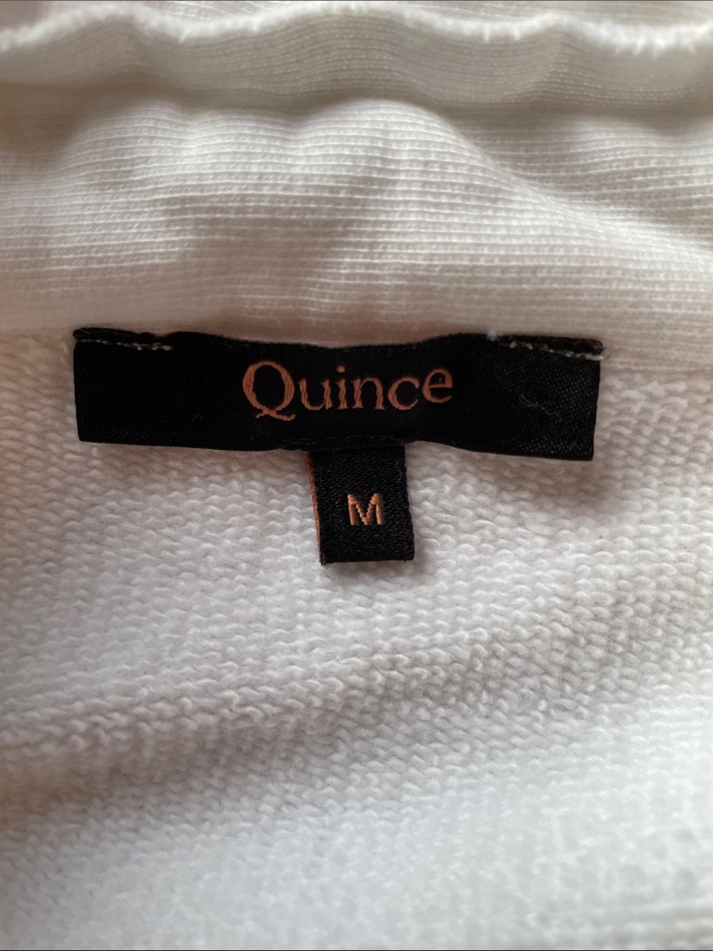 Quince Organic Cotton White Pullover Sweatshirt Relaxed Collared V-Neck Sz M - Picture 6 of 9